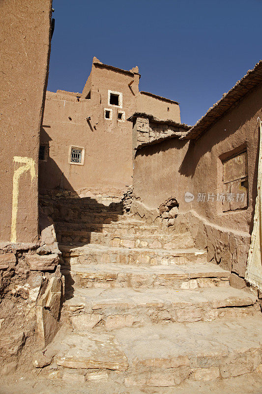 摩洛哥Ait Ben-Haddou Kasbah的泥浆建筑
